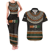 Ivory Coast Couples Matching Tank Maxi Dress and Hawaiian Shirt with Ethnic Geometric Pattern and National Motto Design - Wonder Print Shop