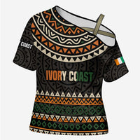 Ivory Coast Cross Shoulder Shirt with Ethnic Geometric Pattern and National Motto Design - Wonder Print Shop