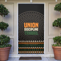 Ivory Coast Door Cover with Ethnic Geometric Pattern and National Motto Design - Wonder Print Shop
