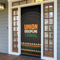 Ivory Coast Door Cover with Ethnic Geometric Pattern and National Motto Design - Wonder Print Shop