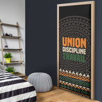 Ivory Coast Door Cover with Ethnic Geometric Pattern and National Motto Design - Wonder Print Shop