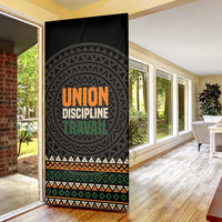 Ivory Coast Door Cover with Ethnic Geometric Pattern and National Motto Design - Wonder Print Shop