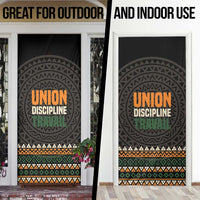 Ivory Coast Door Cover with Ethnic Geometric Pattern and National Motto Design - Wonder Print Shop