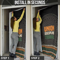 Ivory Coast Door Cover with Ethnic Geometric Pattern and National Motto Design - Wonder Print Shop