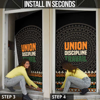 Ivory Coast Door Cover with Ethnic Geometric Pattern and National Motto Design - Wonder Print Shop