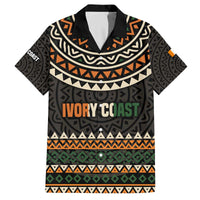Ivory Coast Family Matching Off The Shoulder Long Sleeve Dress and Hawaiian Shirt with Ethnic Geometric Pattern and National Motto Design - Wonder Print Shop