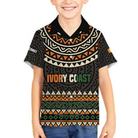 Ivory Coast Family Matching Off The Shoulder Long Sleeve Dress and Hawaiian Shirt with Ethnic Geometric Pattern and National Motto Design - Wonder Print Shop