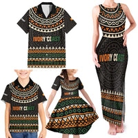 Ivory Coast Family Matching Tank Maxi Dress and Hawaiian Shirt with Ethnic Geometric Pattern and National Motto Design - Wonder Print Shop