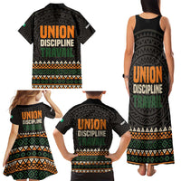 Ivory Coast Family Matching Tank Maxi Dress and Hawaiian Shirt with Ethnic Geometric Pattern and National Motto Design - Wonder Print Shop