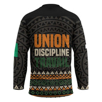Ivory Coast Hockey Jersey with Ethnic Geometric Pattern and National Motto Design - Wonder Print Shop