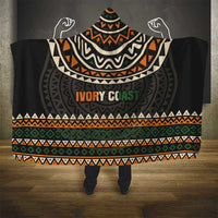 Ivory Coast Hooded Blanket with Ethnic Geometric Pattern and National Motto Design - Wonder Print Shop