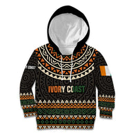 Ivory Coast Kid Hoodie with Ethnic Geometric Pattern and National Motto Design - Wonder Print Shop