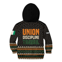Ivory Coast Kid Hoodie with Ethnic Geometric Pattern and National Motto Design - Wonder Print Shop