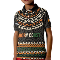 Ivory Coast Kid Polo Shirt with Ethnic Geometric Pattern and National Motto Design - Wonder Print Shop