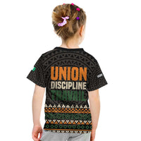 Ivory Coast Kid T Shirt with Ethnic Geometric Pattern and National Motto Design - Wonder Print Shop