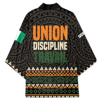 Ivory Coast Kimono with Ethnic Geometric Pattern and National Motto Design - Wonder Print Shop