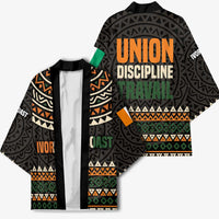 Ivory Coast Kimono with Ethnic Geometric Pattern and National Motto Design - Wonder Print Shop