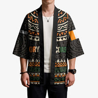 Ivory Coast Kimono with Ethnic Geometric Pattern and National Motto Design - Wonder Print Shop