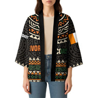 Ivory Coast Kimono with Ethnic Geometric Pattern and National Motto Design - Wonder Print Shop