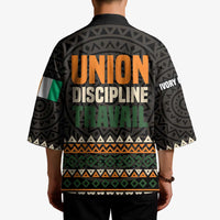 Ivory Coast Kimono with Ethnic Geometric Pattern and National Motto Design - Wonder Print Shop