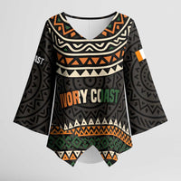 Ivory Coast Kimono Sleeve Blouse with Ethnic Geometric Pattern and National Motto Design - Wonder Print Shop