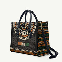 Ivory Coast Leather Bag with Ethnic Geometric Pattern and National Motto Design - Wonder Print Shop