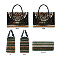 Ivory Coast Leather Bag with Ethnic Geometric Pattern and National Motto Design - Wonder Print Shop