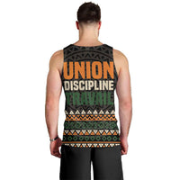 Ivory Coast Men Tank Top with Ethnic Geometric Pattern and National Motto Design - Wonder Print Shop