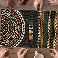 Ivory Coast Puzzle with Ethnic Geometric Pattern and National Motto Design - Wonder Print Shop