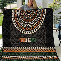 Ivory Coast Quilt with Ethnic Geometric Pattern and National Motto Design - Wonder Print Shop