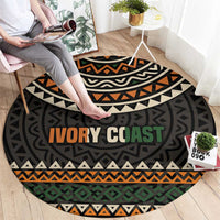 Ivory Coast Round Carpet with Ethnic Geometric Pattern and National Motto Design - Wonder Print Shop