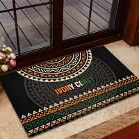 Ivory Coast Rubber Doormat with Ethnic Geometric Pattern and National Motto Design - Wonder Print Shop