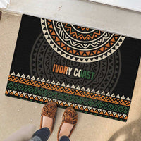 Ivory Coast Rubber Doormat with Ethnic Geometric Pattern and National Motto Design - Wonder Print Shop