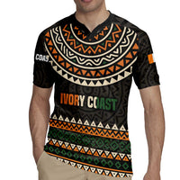 Ivory Coast Rugby Jersey with Ethnic Geometric Pattern and National Motto Design - Wonder Print Shop