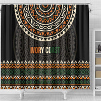 Ivory Coast Shower Curtain with Ethnic Geometric Pattern and National Motto Design - Wonder Print Shop