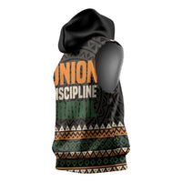Ivory Coast Sleeveless Hoodie with Ethnic Geometric Pattern and National Motto Design - Wonder Print Shop