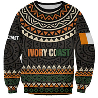 Ivory Coast Sweatshirt with Ethnic Geometric Pattern and National Motto Design - Wonder Print Shop