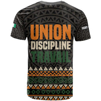 Ivory Coast T Shirt with Ethnic Geometric Pattern and National Motto Design - Wonder Print Shop
