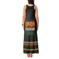 Ivory Coast Tank Maxi Dress with Ethnic Geometric Pattern and National Motto Design - Wonder Print Shop