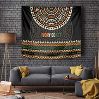 Ivory Coast Tapestry with Ethnic Geometric Pattern and National Motto Design - Wonder Print Shop