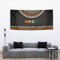Ivory Coast Tapestry with Ethnic Geometric Pattern and National Motto Design - Wonder Print Shop