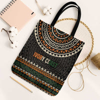Ivory Coast Tote Bag with Ethnic Geometric Pattern and National Motto Design - Wonder Print Shop
