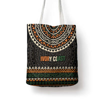 Ivory Coast Tote Bag with Ethnic Geometric Pattern and National Motto Design - Wonder Print Shop
