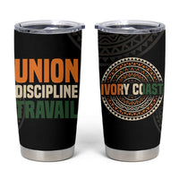 Ivory Coast Tumbler Cup with Ethnic Geometric Pattern and National Motto Design - Wonder Print Shop