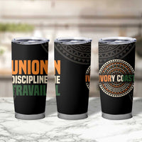 Ivory Coast Tumbler Cup with Ethnic Geometric Pattern and National Motto Design - Wonder Print Shop