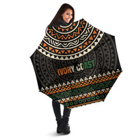 Ivory Coast Umbrella with Ethnic Geometric Pattern and National Motto Design - Wonder Print Shop