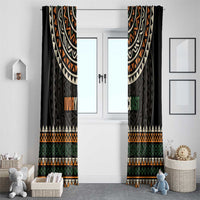Ivory Coast Window Curtain with Ethnic Geometric Pattern and National Motto Design - Wonder Print Shop