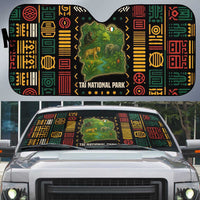 Ivory Coast Auto Sun Shade with Taï National Park Wildlife Map Design - Wonder Print Shop