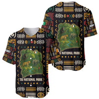 Ivory Coast Baseball Jersey with Taï National Park Wildlife Map Design - Wonder Print Shop
