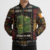 Ivory Coast Bomber Puffer Jacket with Taï National Park Wildlife Map Design - Wonder Print Shop